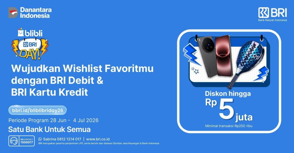 Bertabur promo sampai diskon Rp 5 juta, belanja di Blibli makin hemat dengan program BRIDAY