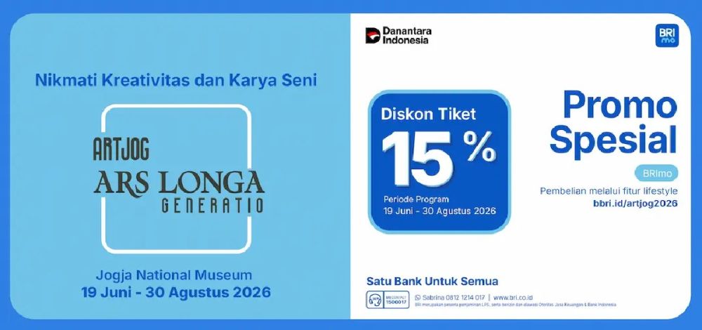 Mau main ke ARTJOG 2026 di Yogyakarta? Yuk beli tiket lewat BRImo, ada diskon 15 persen loh!