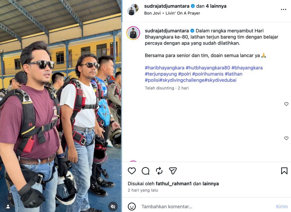 Bangganya Febby Rastanty jadi istri skydiver, sabar tunggu suami mendarat selamat saat HUT ke-80 Polri