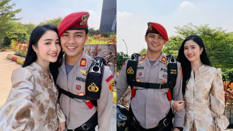 Bangganya Febby Rastanty jadi istri skydiver, sabar tunggu suami mendarat selamat saat HUT ke-80 Polri
