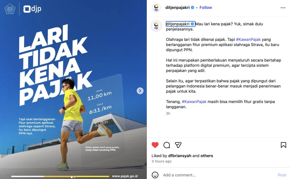 Strava kena pajak? Ini penjelasan Ditjen Pajak soal siapa yang bayar & yang bebas