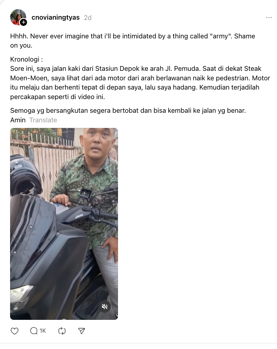 Berlaku salah motoran di trotoar, pria ini super pede ngaku anggota TNI saat ditegur warga