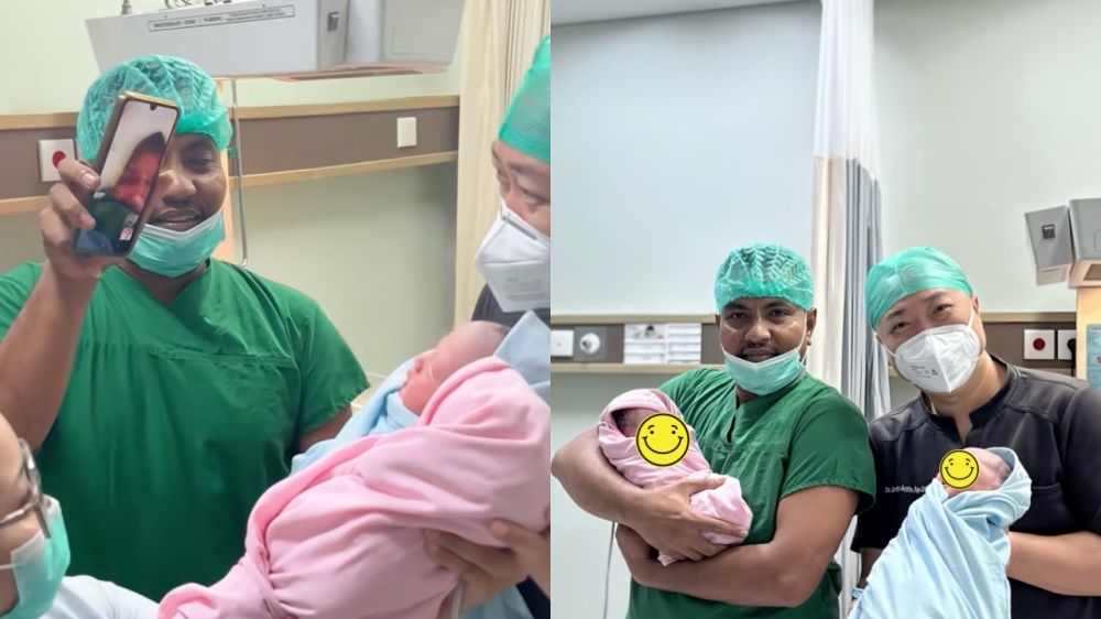 22 Tahun menanti, pasutri ini dianugerahi bayi kembar sepasang cewek-cowok, sang dokter ikut terharu