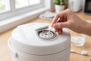Cara membersihkan lubang uap rice cooker yang mampet agar nasi matang lebih merata