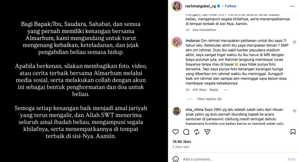 Kisah-kisah haru di balik kepergian bos Panasonic Rachmat Gobel, penjual pisang terisak saksi kebaikan