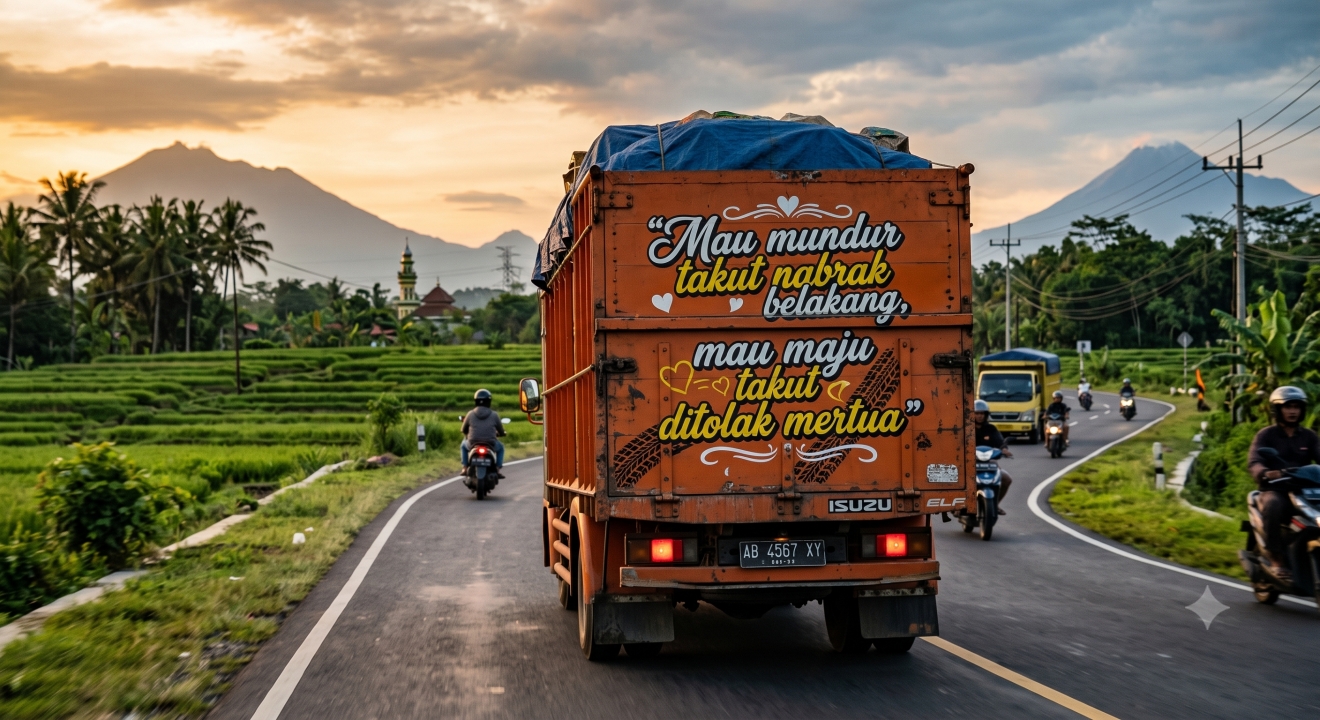 30 Kata-kata lucu belakang truk paling savage dan bikin ngakak terbaru 2026