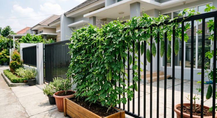 Cara menanam pare di pagar besi rumah biar berbuah lebat dan rapi
