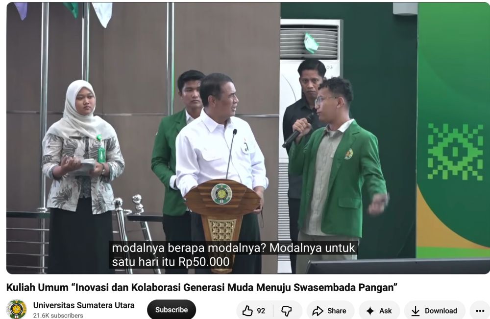 Perjuangan mahasiswa anak buruh harian jualan mochi sentuh hati Mentan Amran, langsung diberi beasiswa