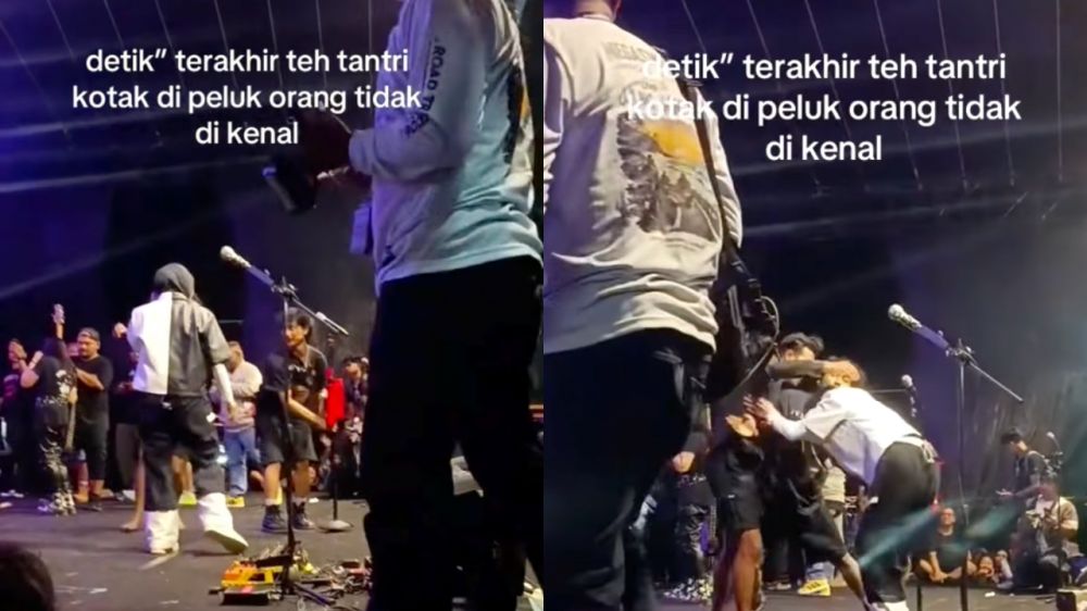 Detik-detik Tantri Kotak dipeluk penonton di Geopark Ciletuh, syok tapi beri respons bijak