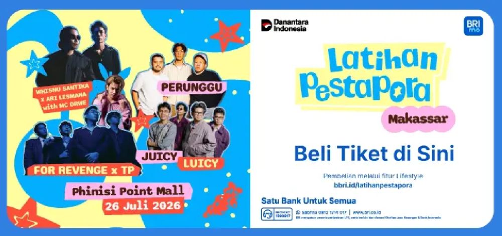 Trik beli tiket Latihan Pestapora Makassar 2026 pakai BRImo yang bertabur promo, ini cara gampangnya