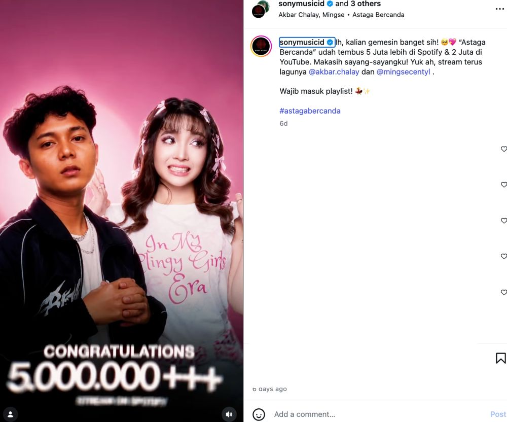 Lirik lagu Astaga Bercanda dari Akbar Chalay dan Mingse, viral di TikTok hingga Spotify