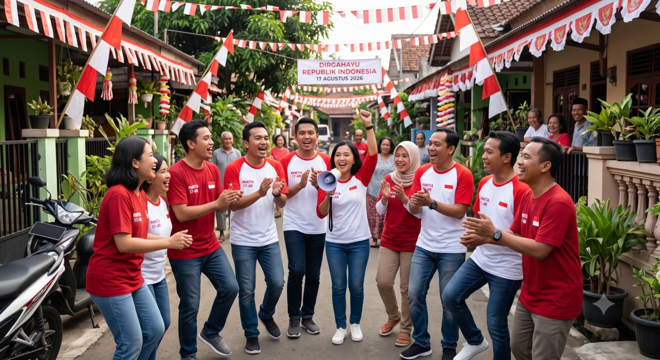 9 Contoh teks yel-yel panitia HUT RI keren dan lucu untuk 17 Agustus 2026