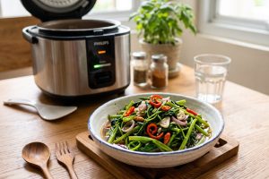 Resep tumis kangkung lezat pakai rice cooker, semua siap saji dalam waktu singkat dengan trik ini