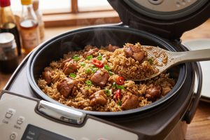Cara masak nasi ayam kecap rice cooker, tinggal cemplung tanpa menumis dan bumbu meresap