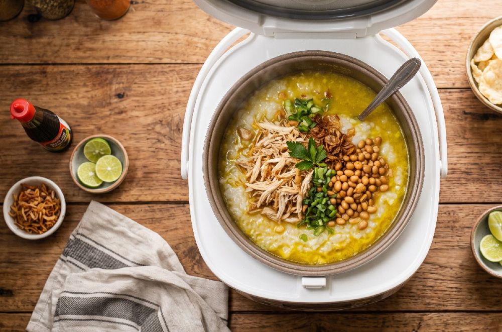 Resep bubur khas racing Tambun Bekasi berbekal rice cooker di rumah, lezat dan masaknya gampang