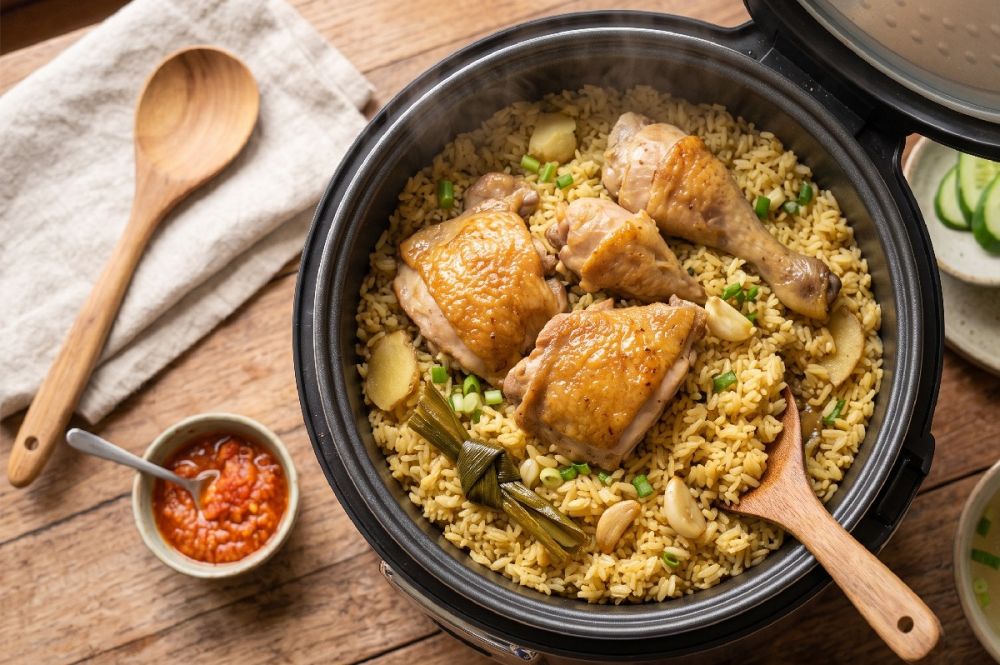 Resep nasi hainan lezat hanya pakai rice cooker, ternyata semudah pencet tombol cook saja