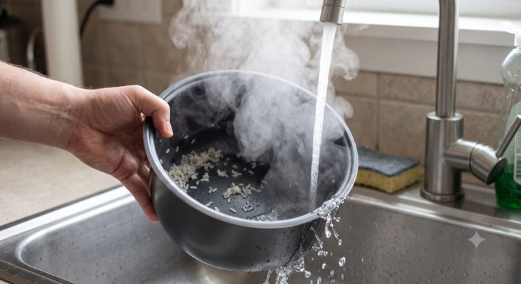 Apa yang terjadi jika inner pot rice cooker langsung dicuci saat masih panas?