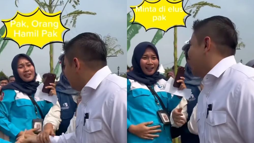 Momen Seskab Teddy Indra Wijaya diminta elus perut ibu hamil saat salami warga, respons jadi sorotan