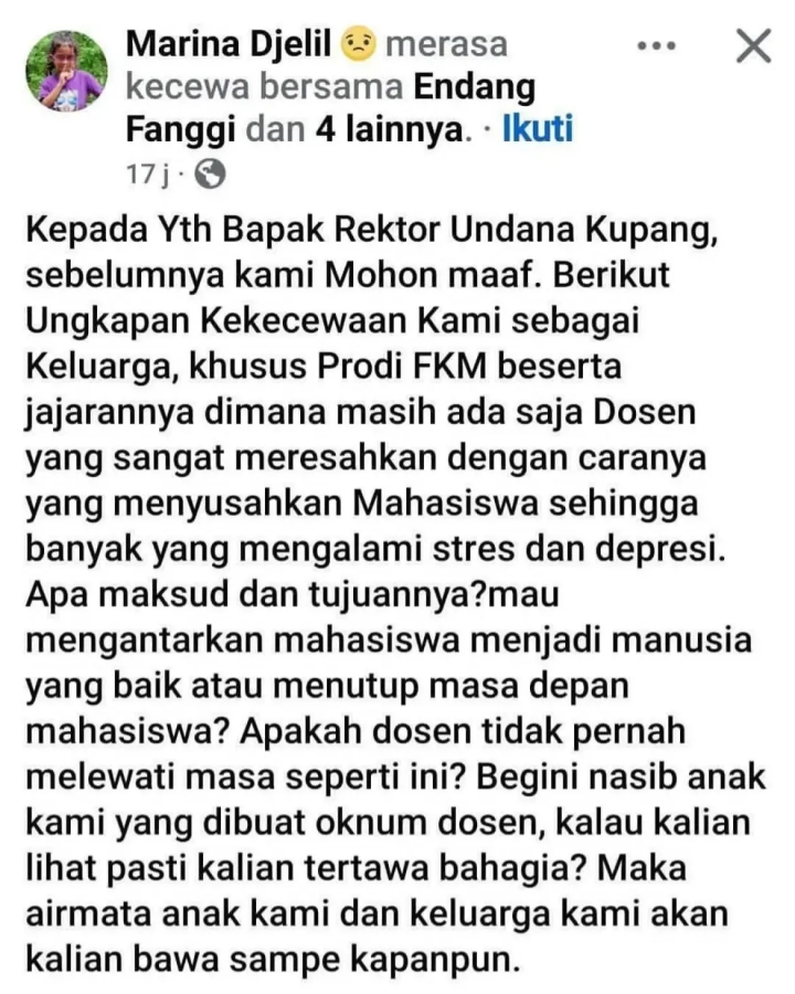 Tangis histeris mahasiswi Undana beberapa jam jelang ujian skripsi malah diminta ganti dosen penguji