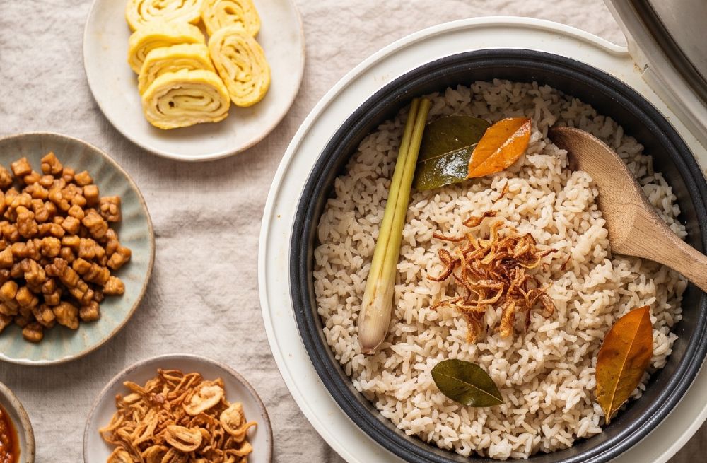 Cara membuat nasi uduk tanpa santan di rice cooker, praktis dan gampang plus gurihnya dapet