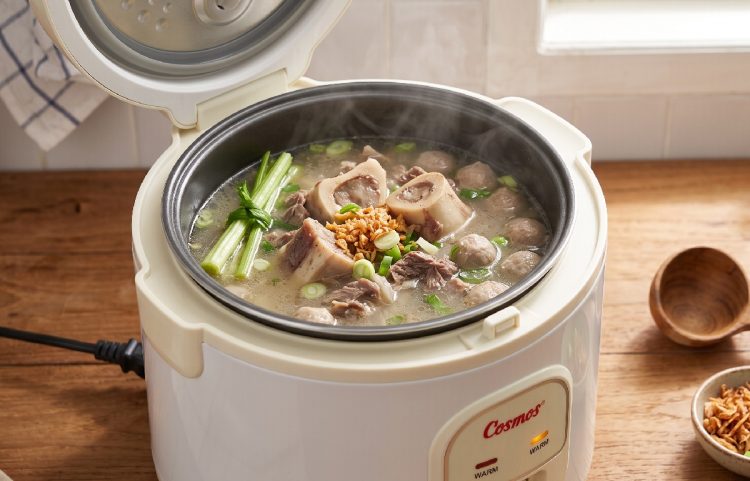 Cara membuat stok kuah bakso pakai rice cooker, tinggal cemplung bahan rasany ngaldu banget