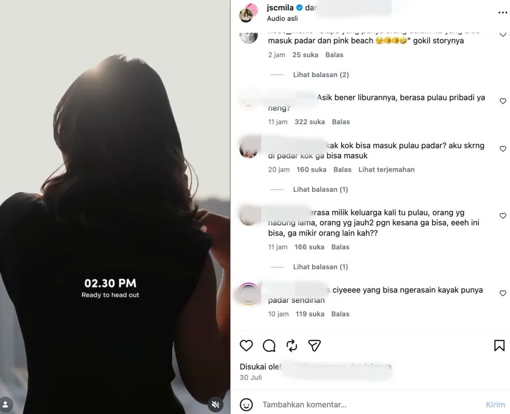 Jessica Mila unggah momen di Pulau Padar, kolom komentar medsos digeruduk pertanyaan kenapa bisa masuk