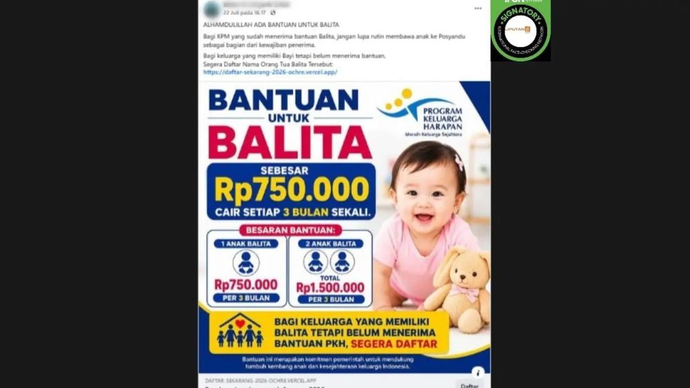 Waspada link pendaftaran bansos palsu, catut nama PKH, balita, dan HUT ke-81 RI, jangan asal isi data