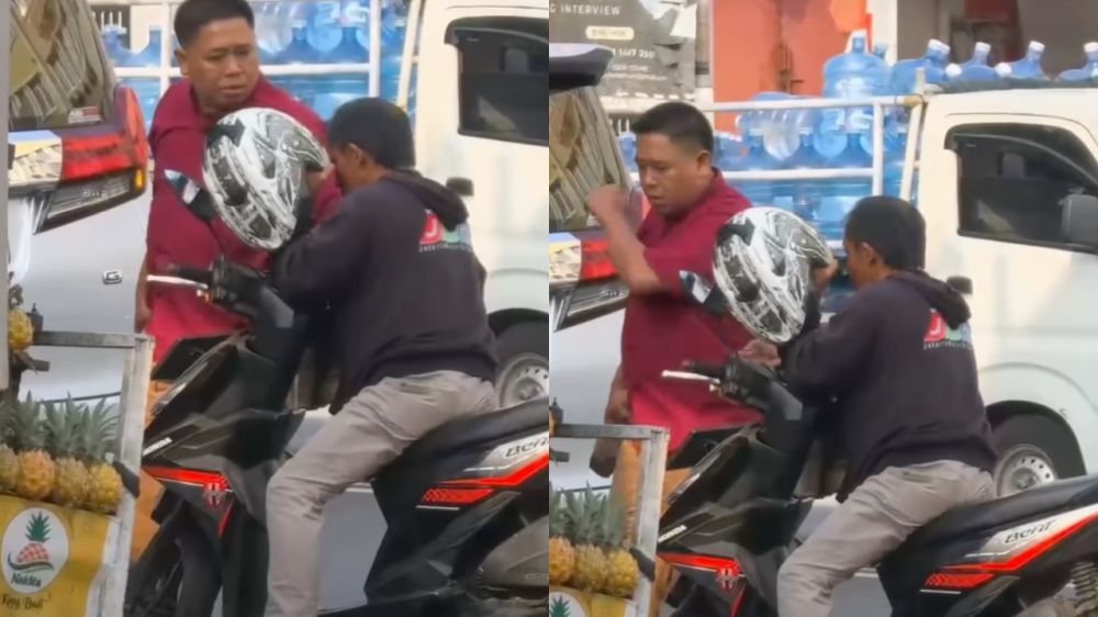 Driver ojol tak sengaja senggol spion Alphard, berujung motornya dipukul pakai batu tanpa perlawanan
