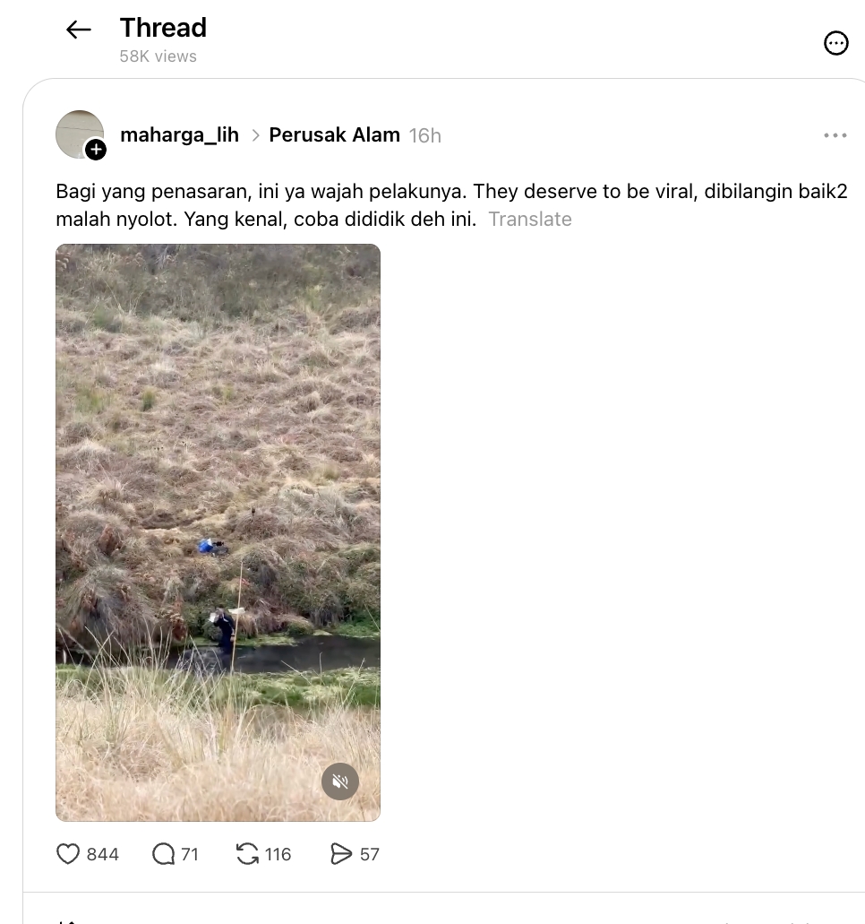Dua pendaki mandi pakai sabun di Mata Air Qolbu Argopuro, ngeyel diingatkan padahal ada papan larangan