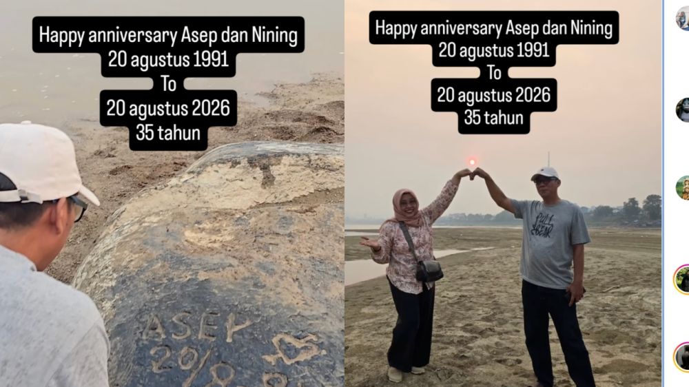 Diukir 1991, batu bertulis “Asep” muncul lagi saat air Sungai Kapuas surut, saksi cinta 35 tahun