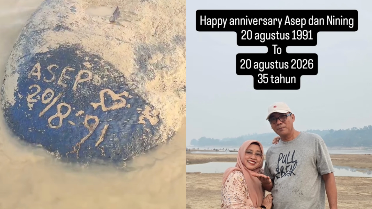 Diukir 1991, batu bertulis “Asep” muncul lagi saat air Sungai Kapuas surut, saksi cinta 35 tahun