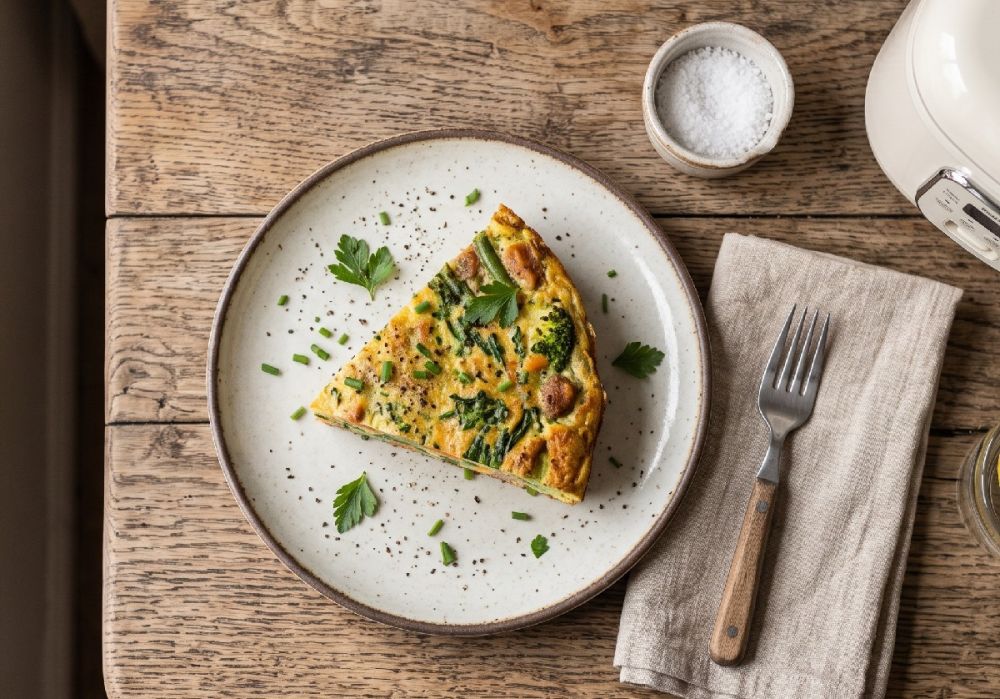 Cara mengolah sayuran sisa yang mulai layu pakai rice cooker, Yuk cobain resep omelet frittata ini