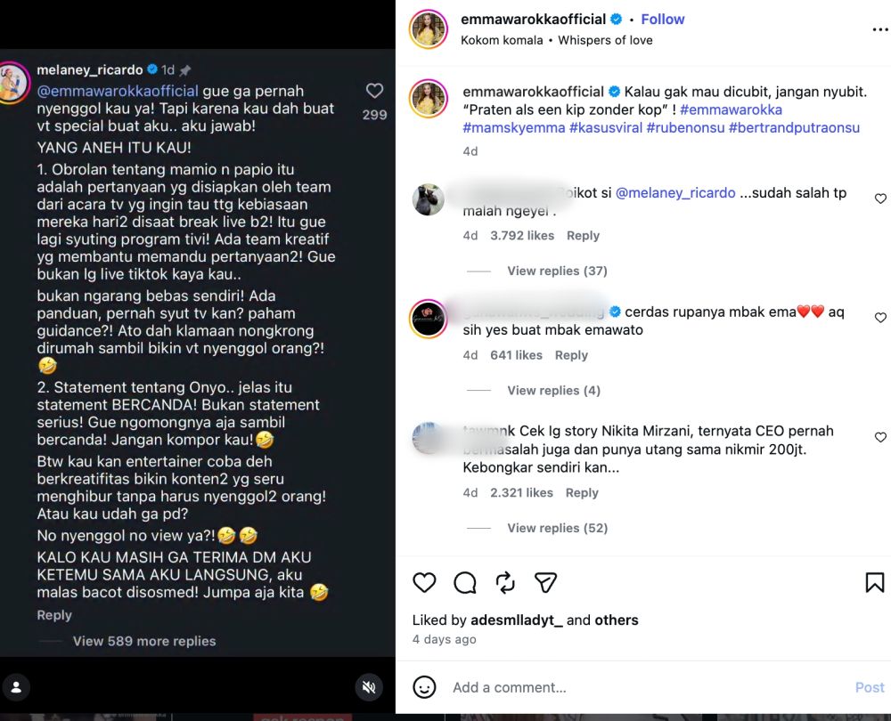 Awal mula perseteruan Melaney Ricardo dan Emma Waroka, singgung candaan soal Betrand Peto