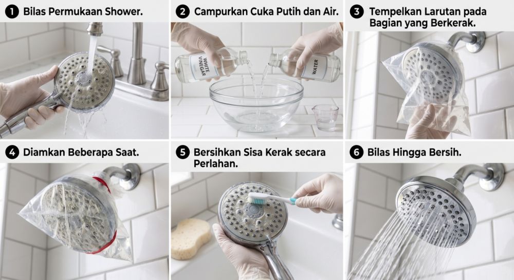Shower penuh kerak putih? Coba trik ini pakai 1 bahan dapur sebelum menggosoknya