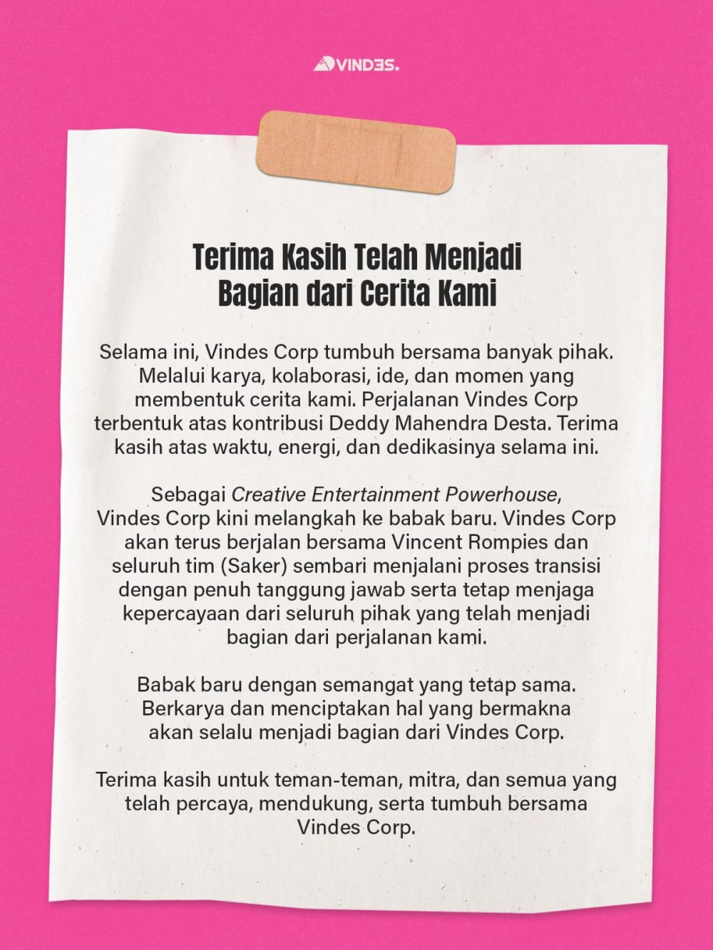 Desta keluar dari Vindes Corp setelah 5 tahun bersama, minta publik tak ada asumsi soal keputusannya