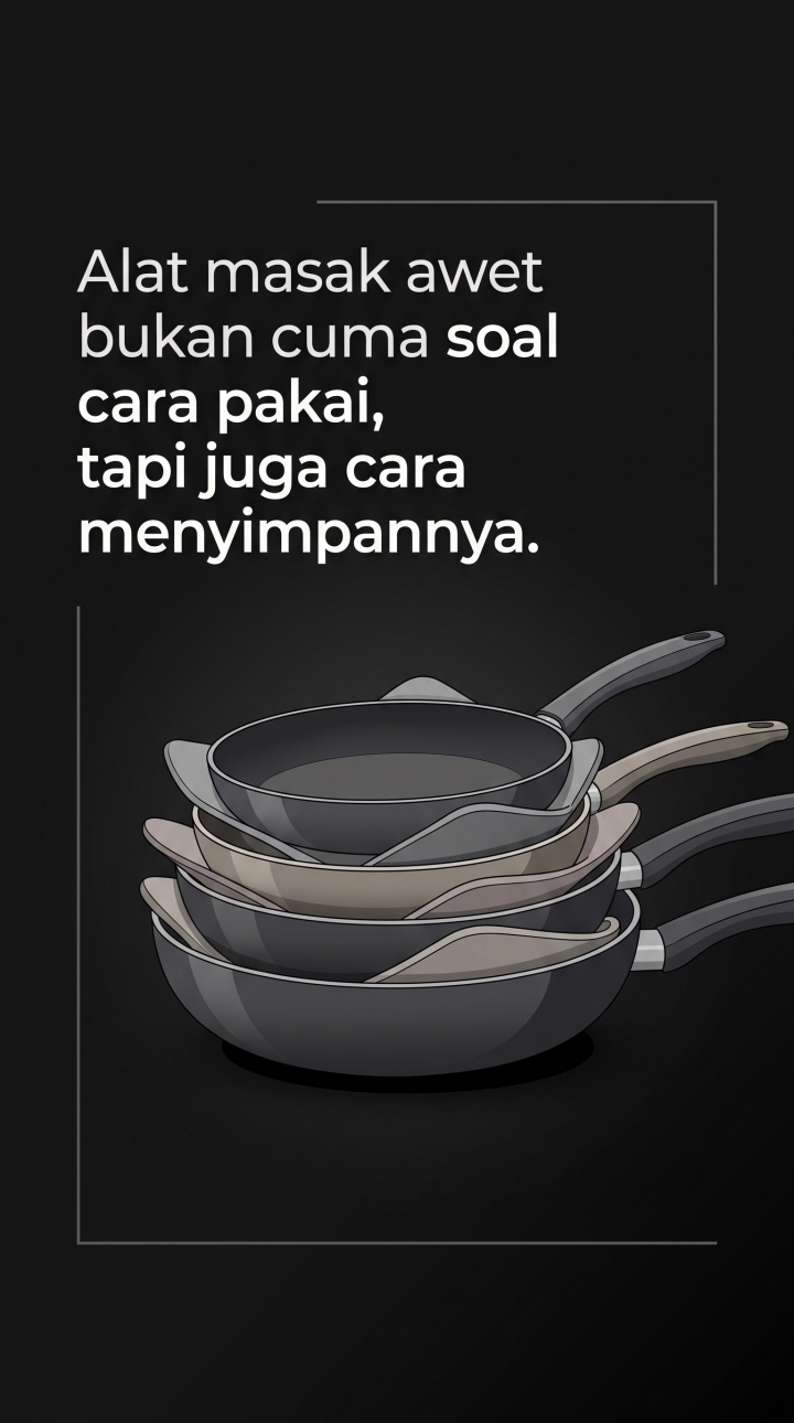 Kebiasaan menumpuk wajan teflon bisa bikin lapisan tergores, ini cara simpan yang benar
