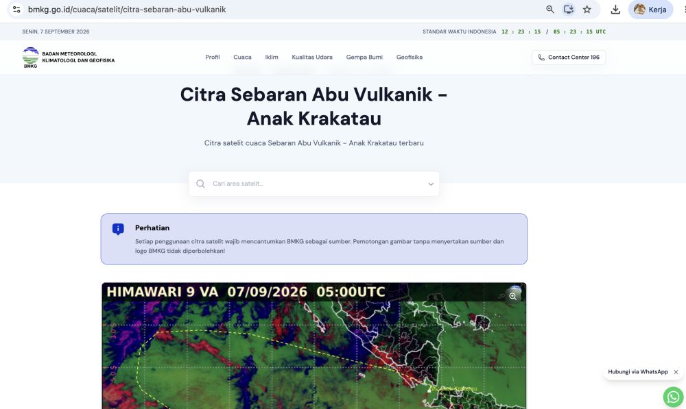 4 Link untuk pantau sebaran abu vulkanik Anak Krakatau dan status gunung lewat HP