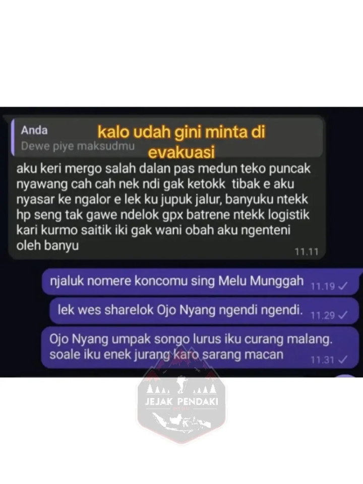8 Pendaki masuk Gunung Semeru via jalur ilegal, 1 orang tersesat sempat kirim WA minta dicari