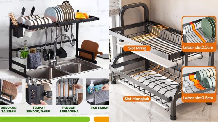 5 Rekomendasi rak piring stainless steel kecil tapi muat banyak, reviewnya bagus di bawah Rp 400 ribu