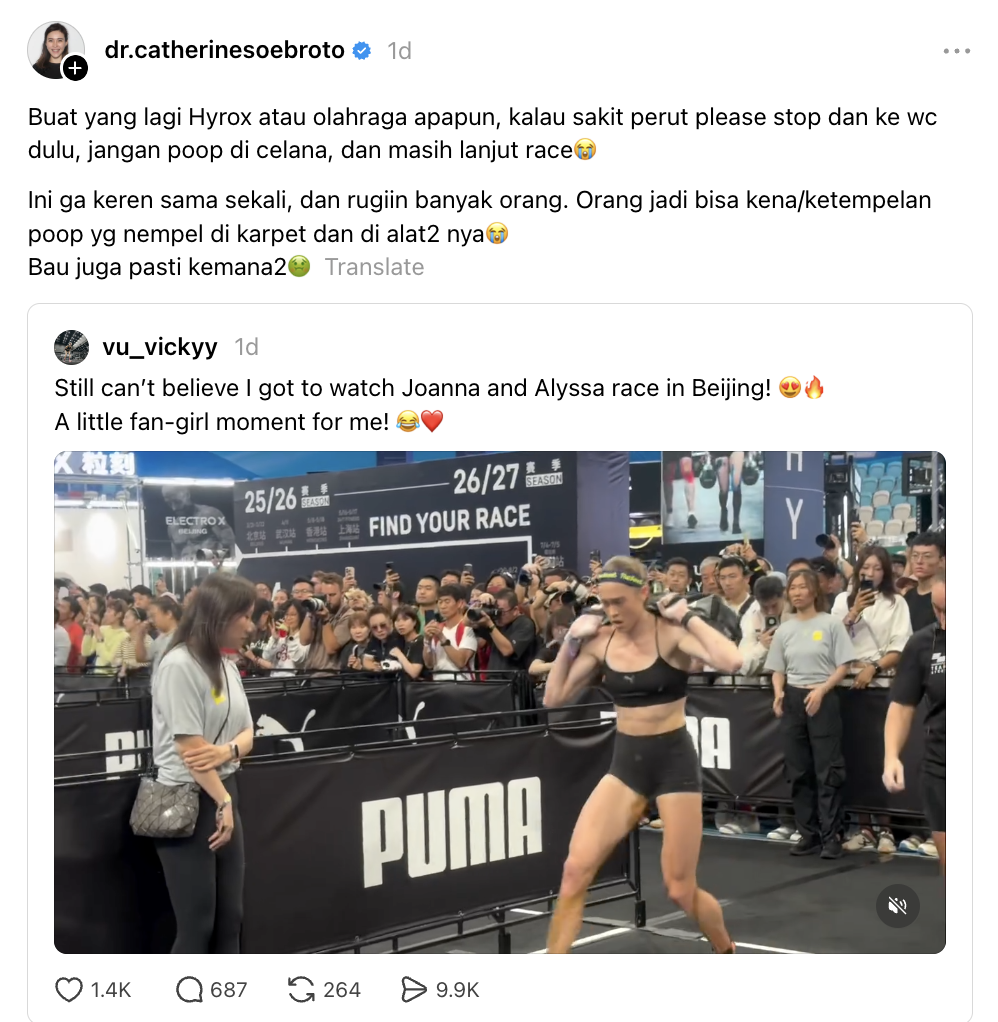 Atlet HYROX BAB di tengah lomba dan jadi juara, keputusan tetap lanjut picu perdebatan