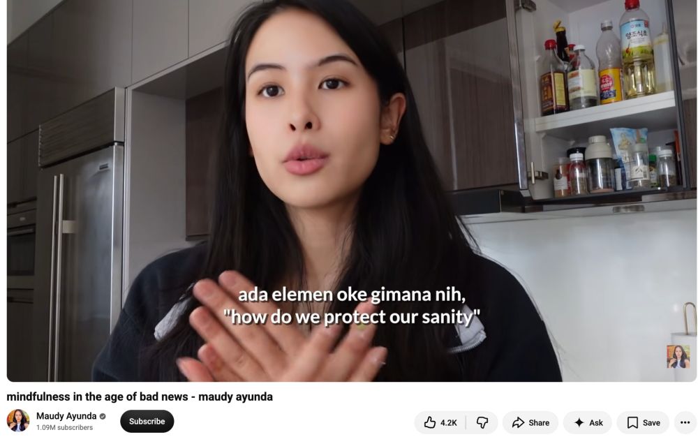 Video Maudy Ayunda soal cara hadapi berita buruk dikritik, sang artis akhirnya minta maaf
