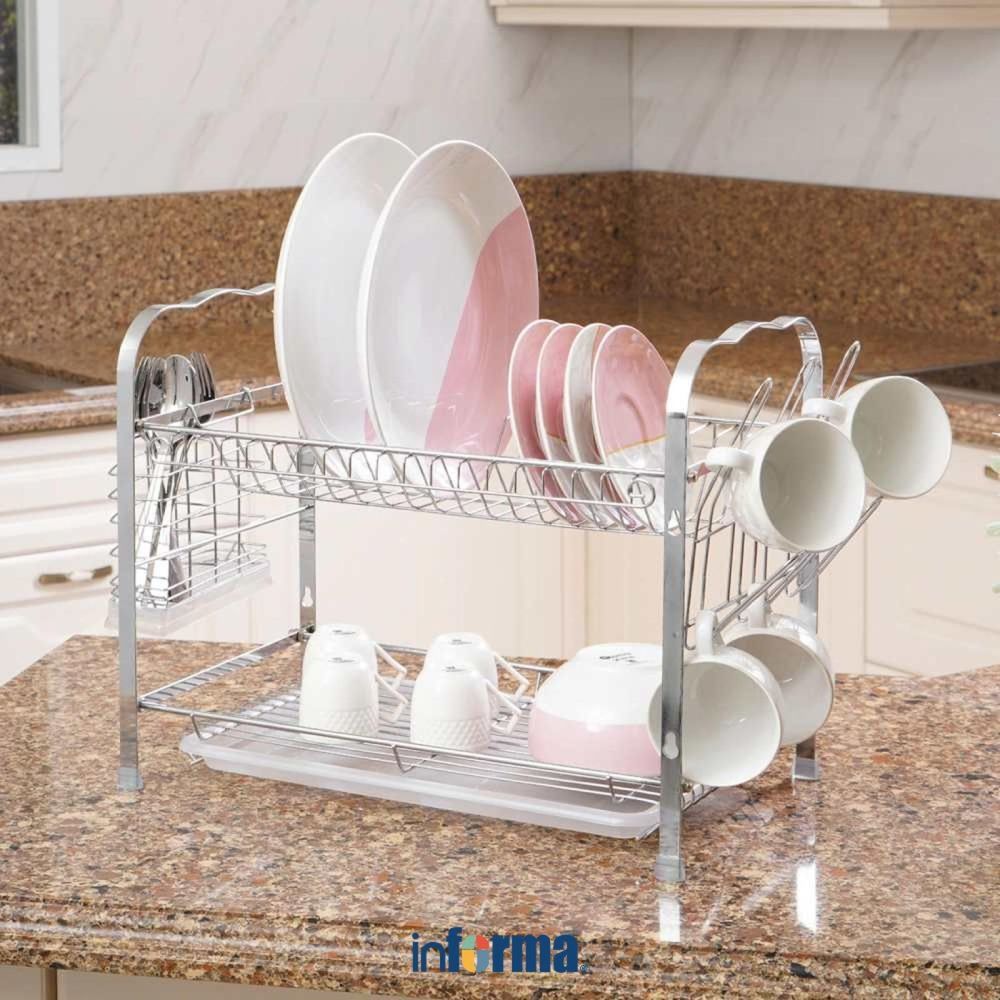 5 Rekomendasi rak piring stainless steel mini cocok untuk di meja dapur, nilai di bawah 400 ribu