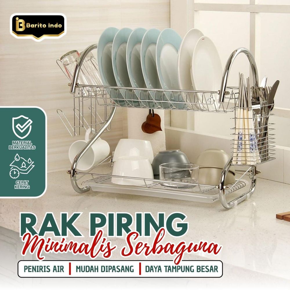 5 Rekomendasi rak piring stainless steel mini cocok untuk di meja dapur, nilai di bawah 400 ribu
