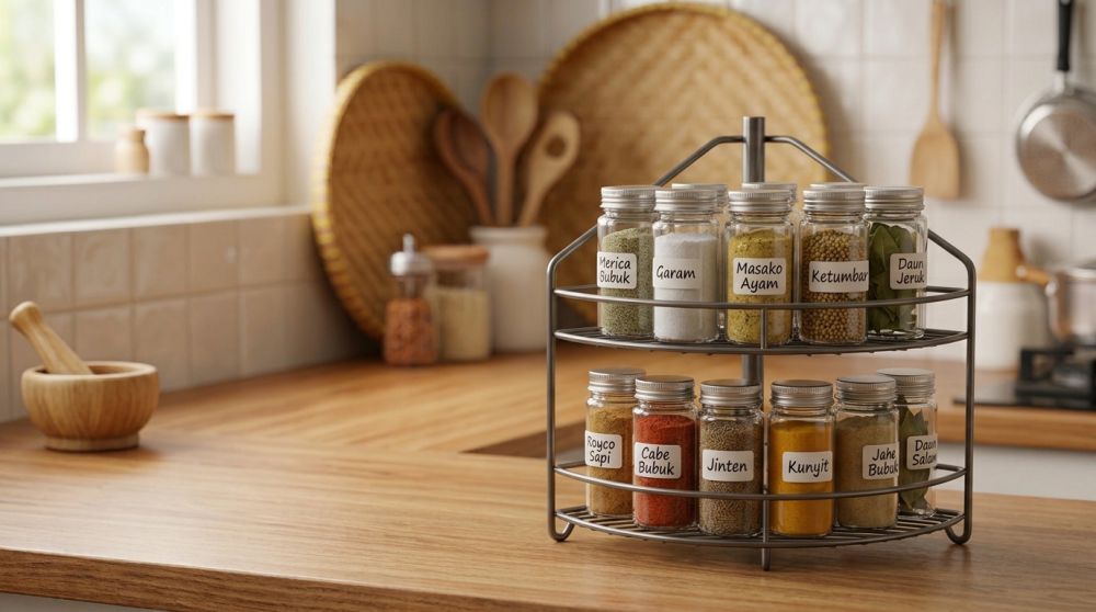 Bumbu masak selalu berantakan? 5 Rak ramuan ringkas untuk meja dapur tanpa lemari tambahan