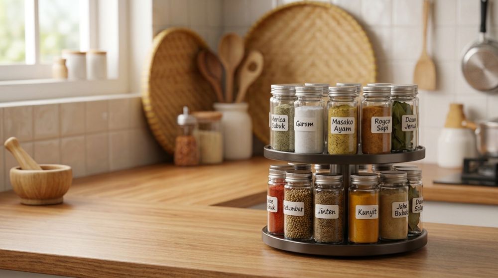 Bumbu masak selalu berantakan? 5 Rak ramuan ringkas untuk meja dapur tanpa lemari tambahan