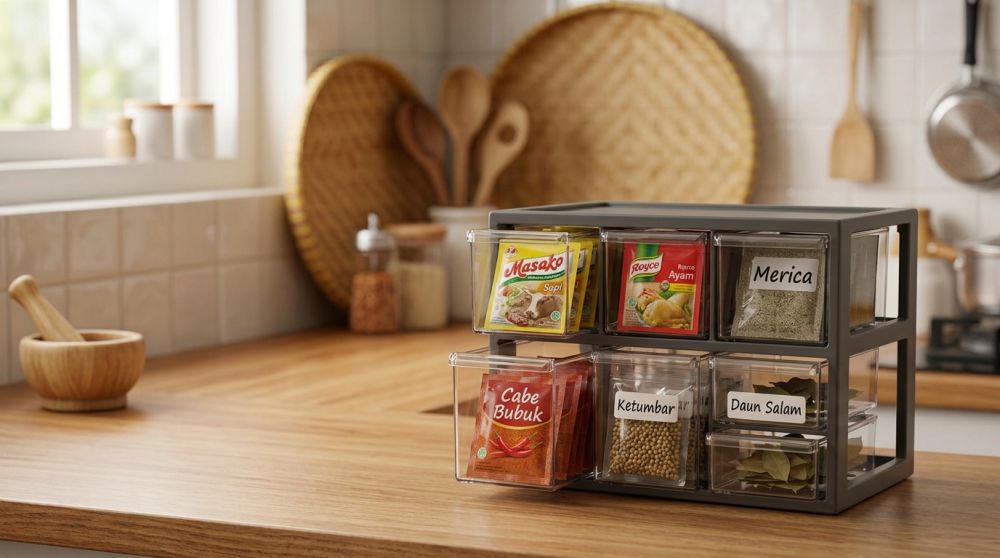 Bumbu masak selalu berantakan? 5 Rak ramuan ringkas untuk meja dapur tanpa lemari tambahan