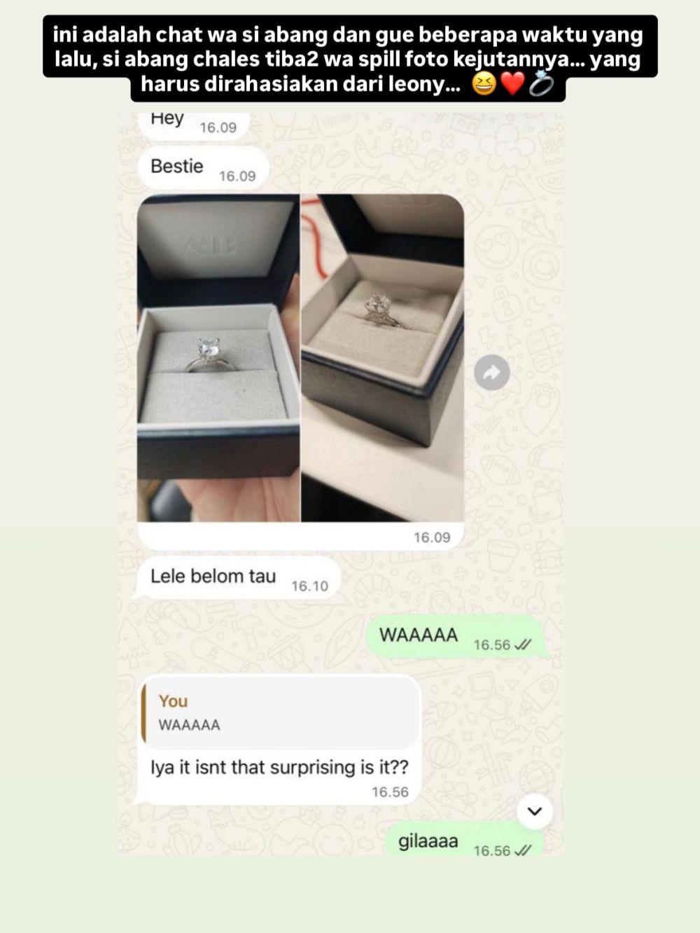 Leony pamer cincin tunangan, bahagianya nular sampai teman sesama artis tanya tema seragam saat nikah