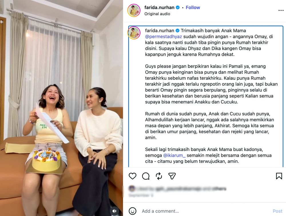 Farida Nurhan ungkap sudah punya rumah terakhir, sebut bukan berarti ingin segera berpulang