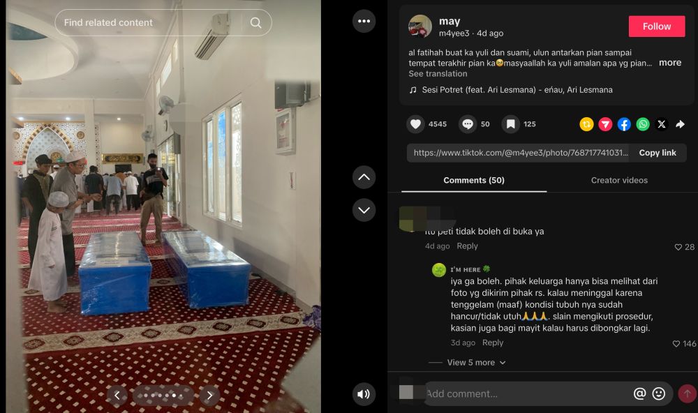 Tak terpisahkan hingga akhir, pasutri korban KM Virgo ditemukan berpelukan, dimakamkan satu liang