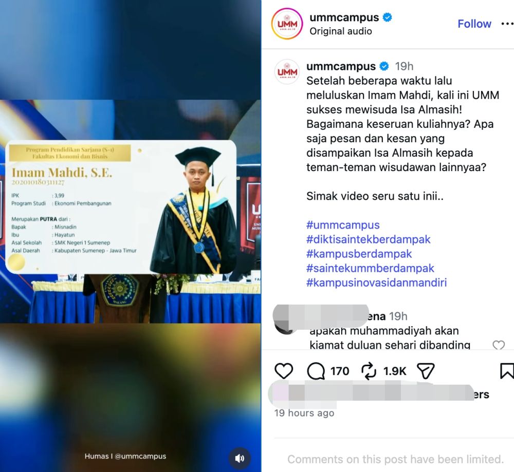 Isa Almasih wisuda dari UMM, kenang perjalanan anak kampung penggembala ternak kini raih IPK 3,97